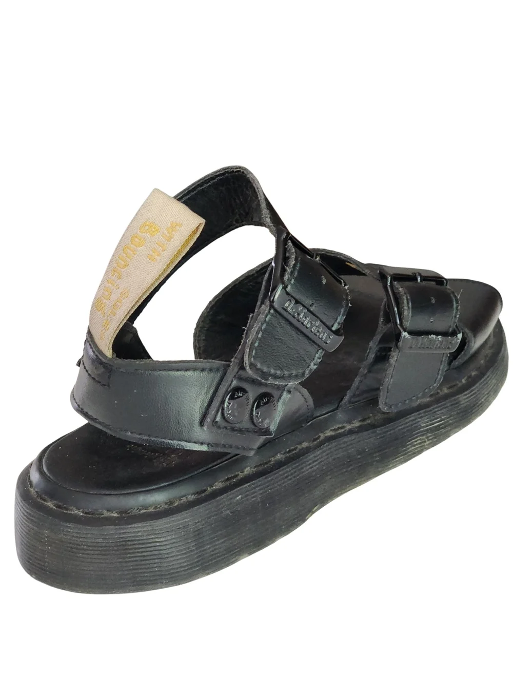 Dr. Martens Women's Black Leather Triple-Strap‎ Sandals